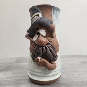 Vintage Mahon Stein Mug WASTED Ugly Face Stoneware Signed Collector Cigarette 3D